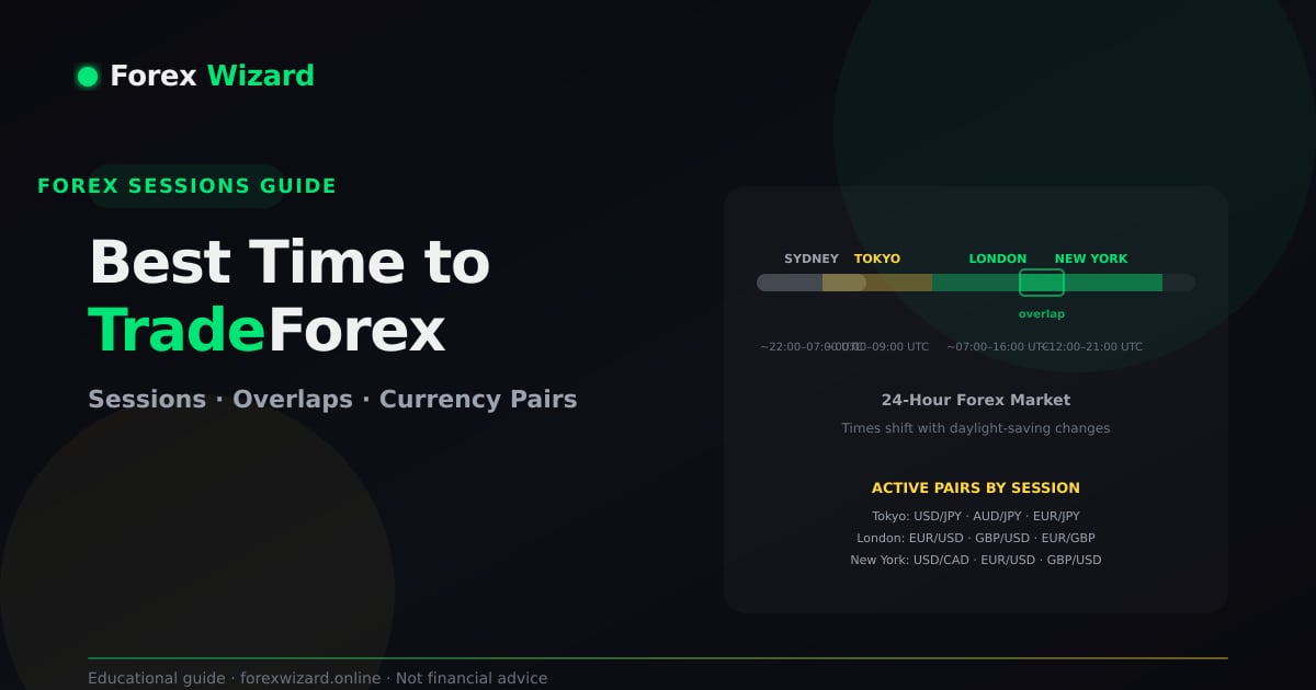 Best time to trade Forex showing major trading sessions Sydney Tokyo London New York and session overlaps