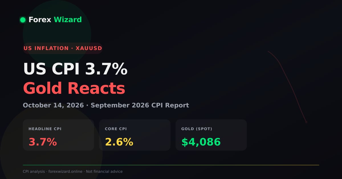 US CPI October 14 2026 gold XAUUSD reaction showing 3.7% headline inflation and the impact on gold prices, dollar and Treasury yields